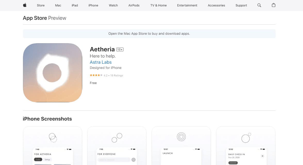 Aetheria on Apple Store