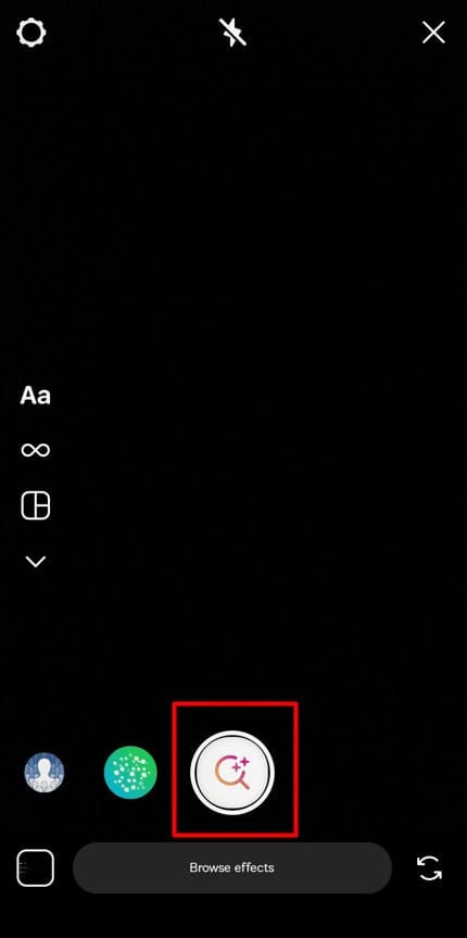 After navigating the icons at the bottom of the screen by swiping left, tap on the magnifying glass