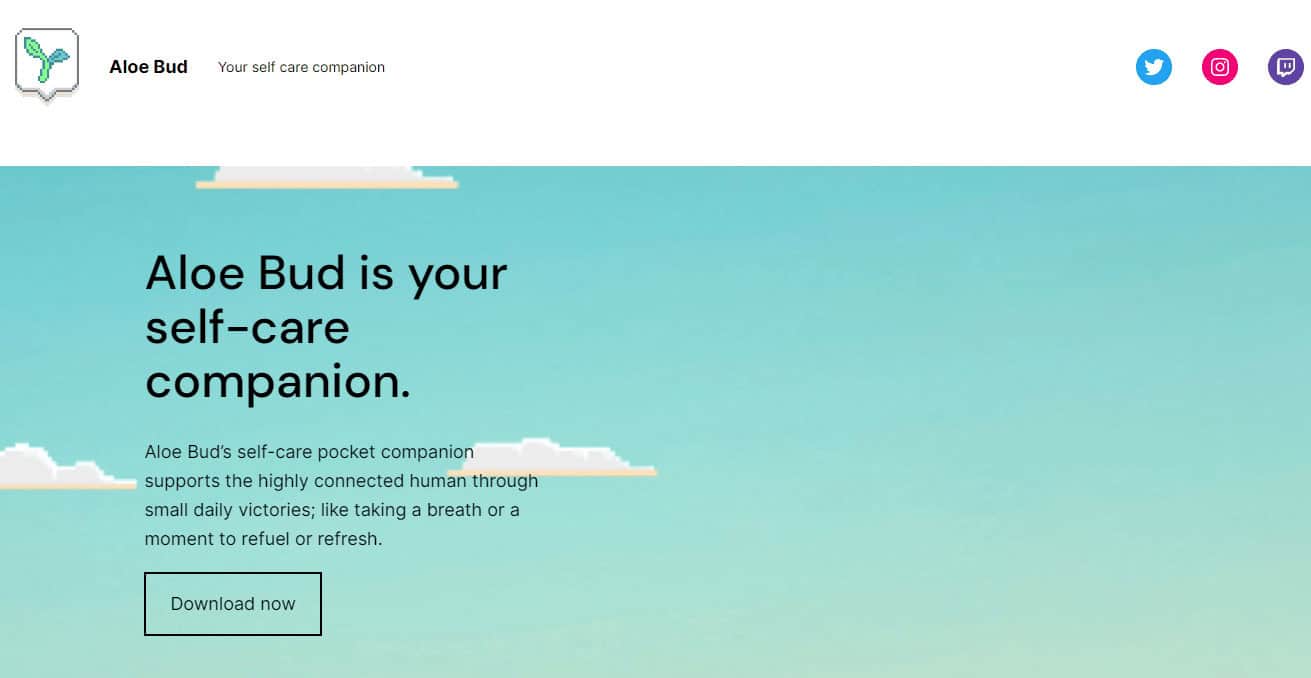 Aloe Bud homepage. 22 Best Self Care Apps for Free
