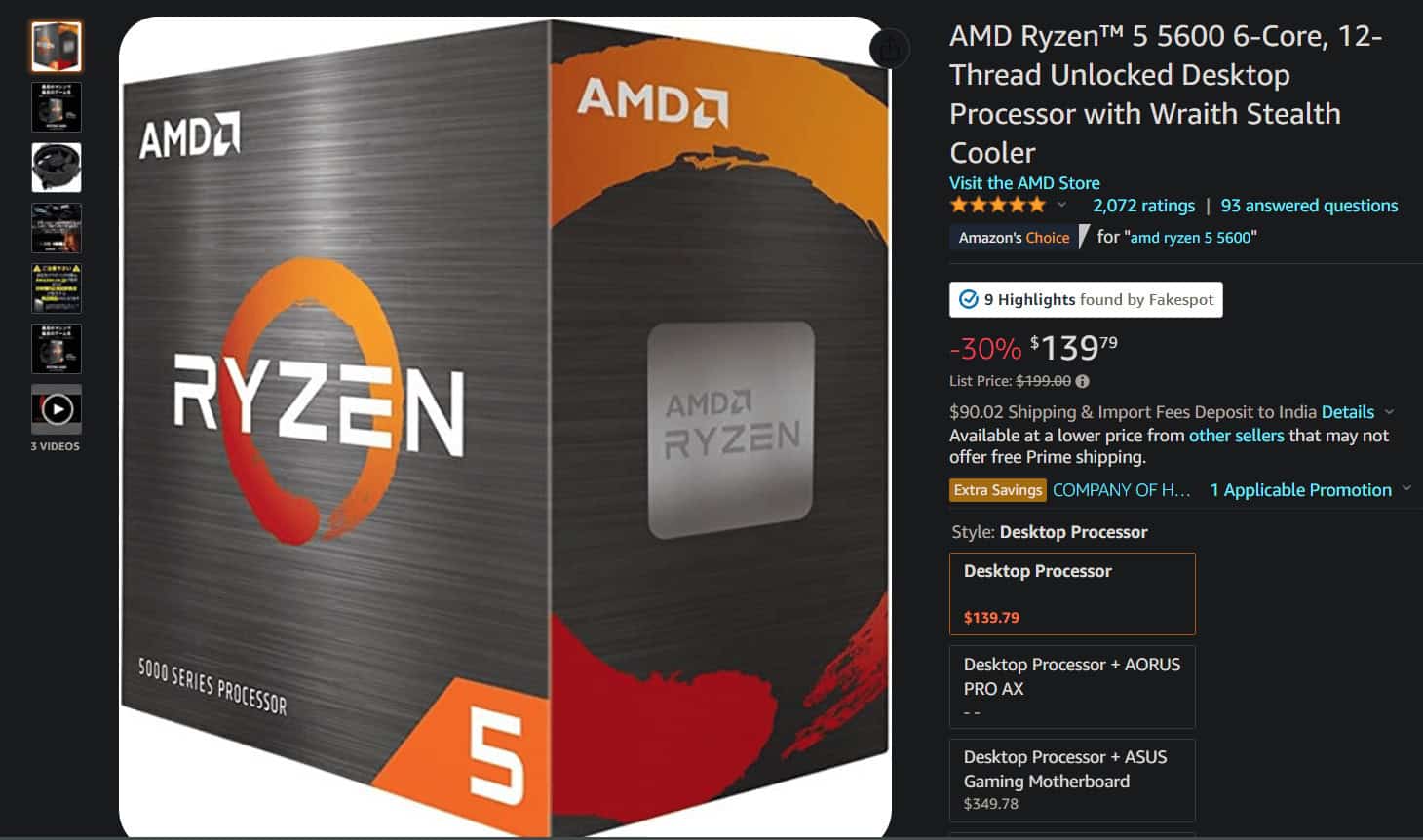 AMD Ryzen 5 5600 Desktop Processor