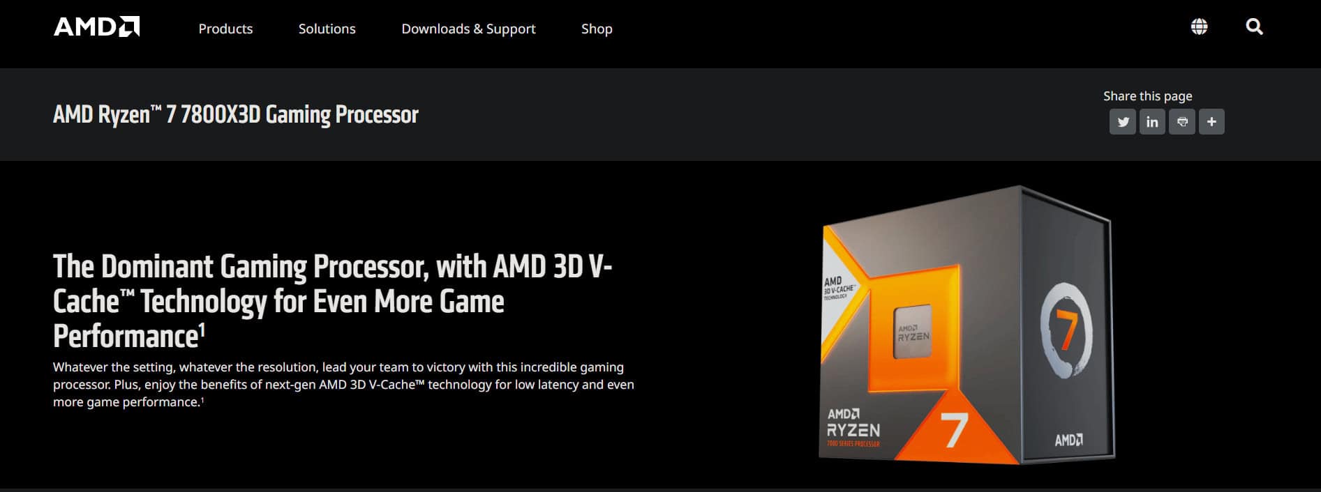 Ryzen 7 7800X3D chip