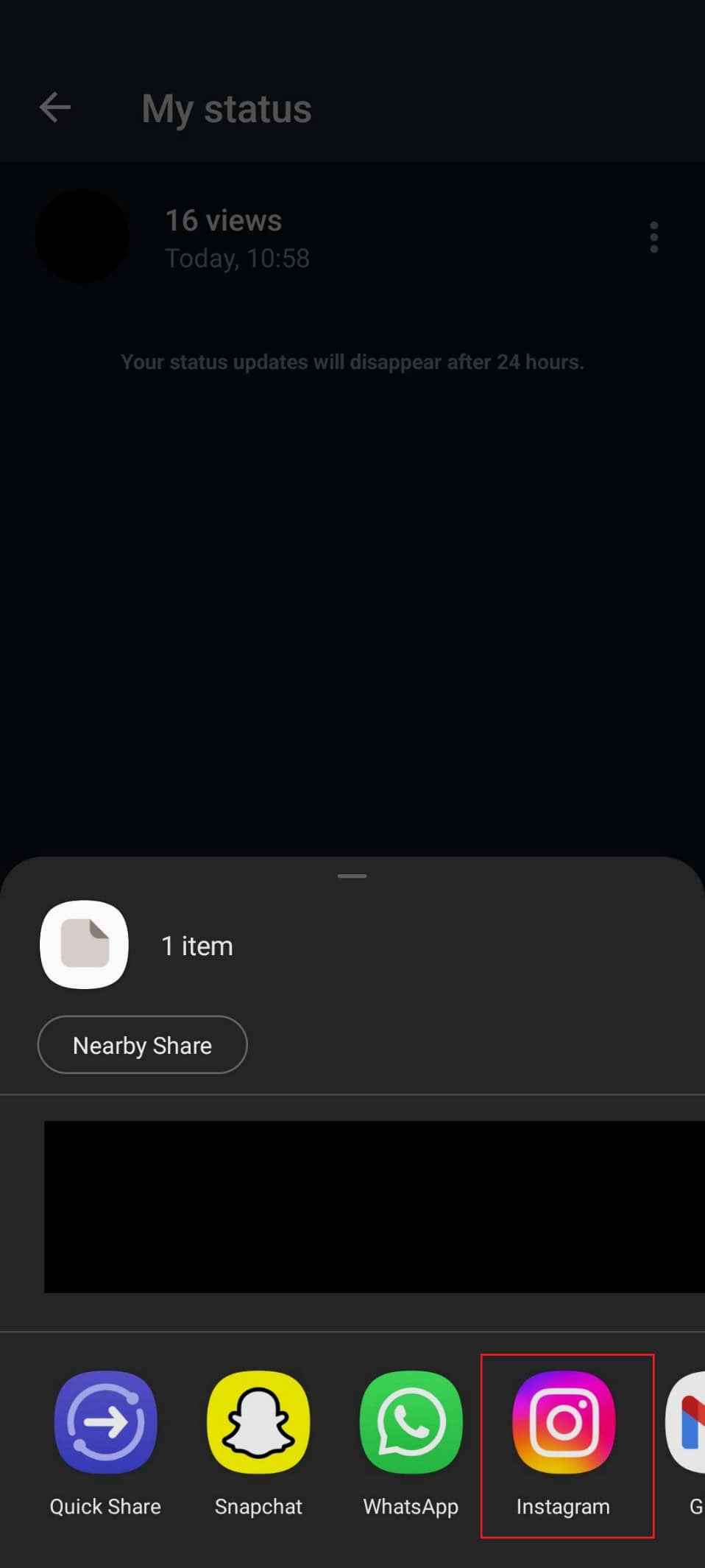 app selected