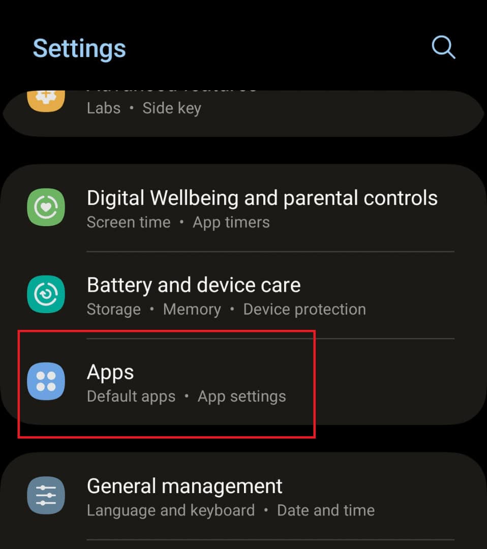 tap on Apps