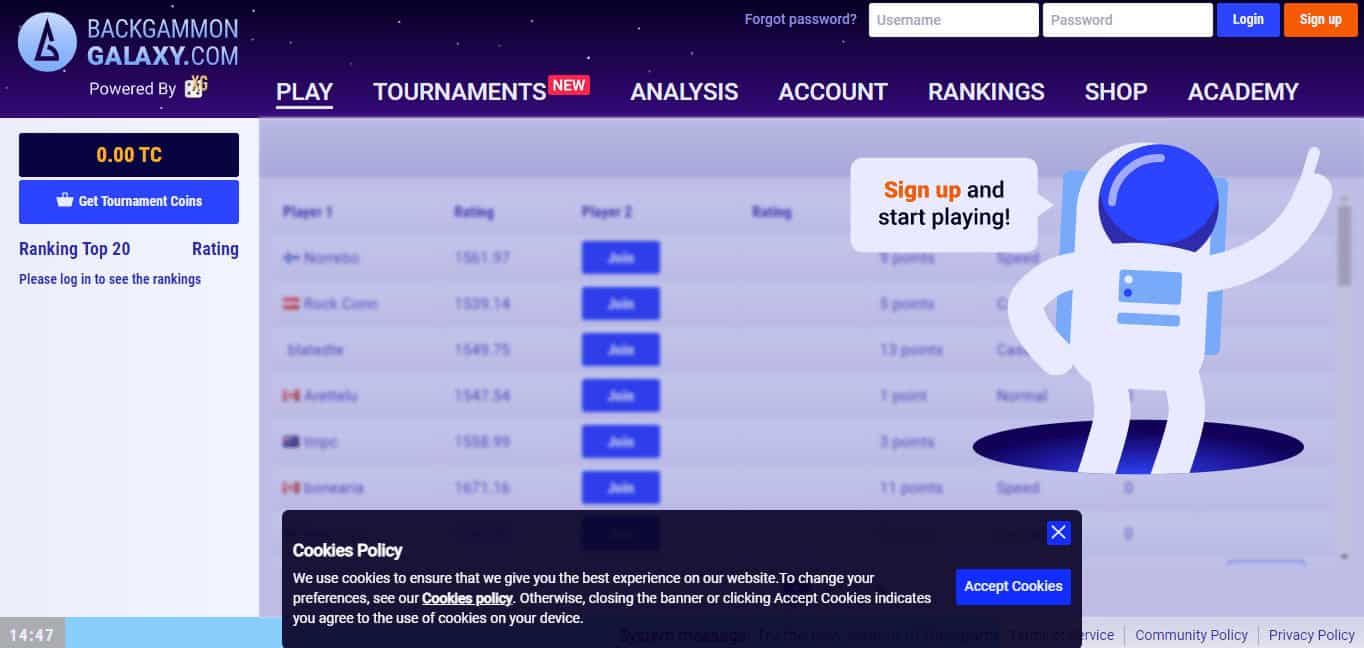 Backgammon Galaxy webpage. Top 10 Best Sites to Play Backgammon Online