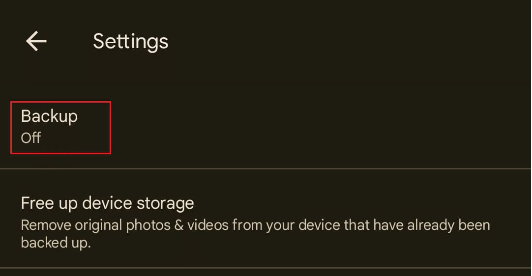 tap on Backup and toggle to turn it on