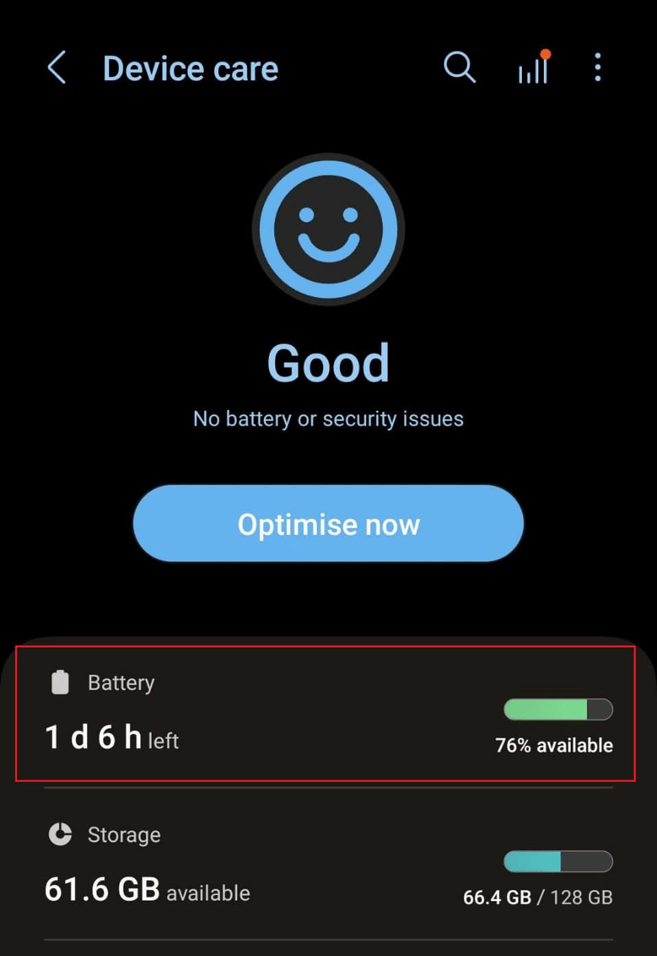 Tap on battery