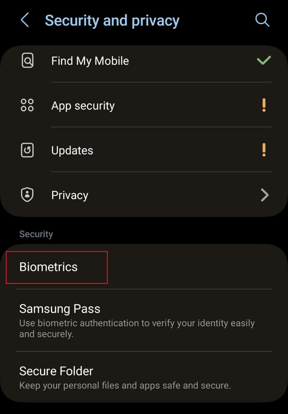 tap on Biometrics