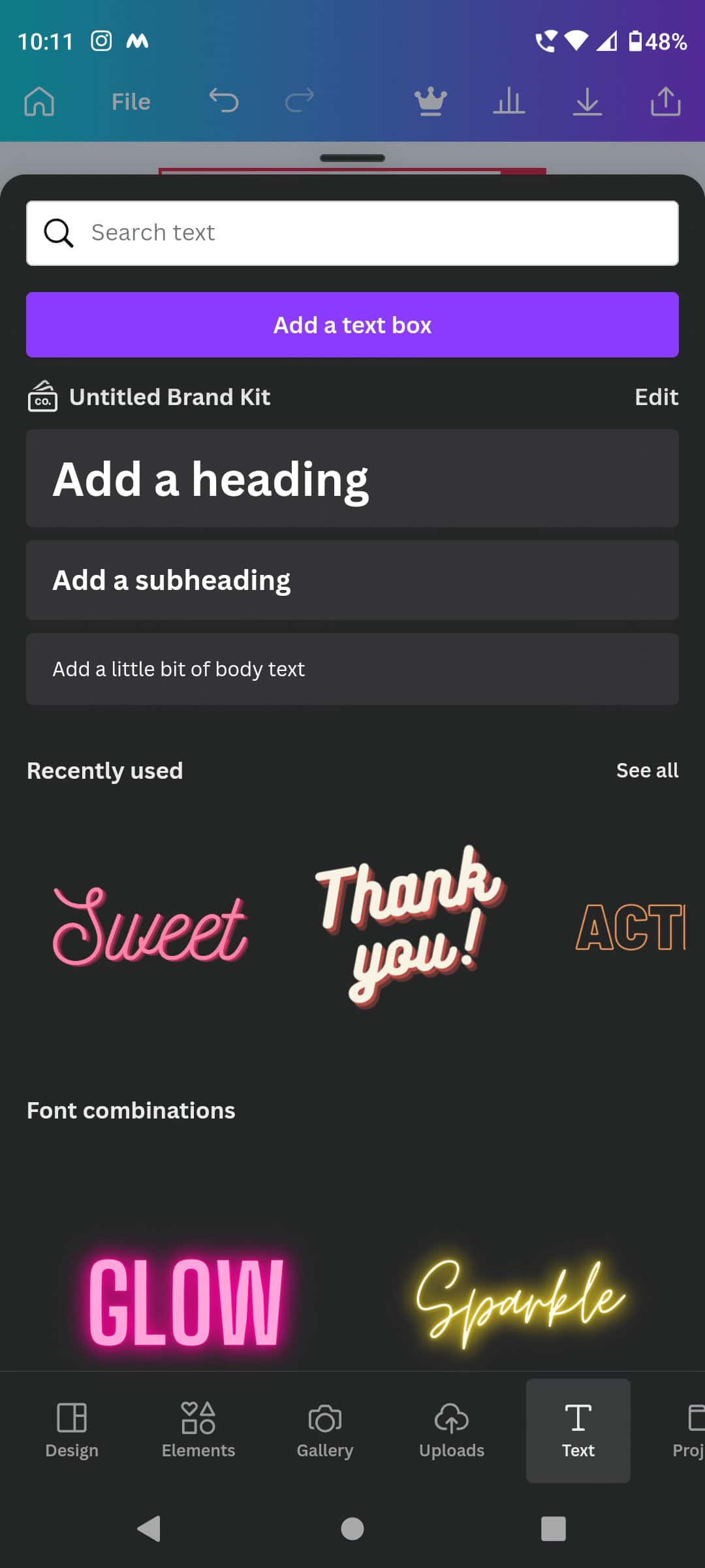 Choose a font on canva