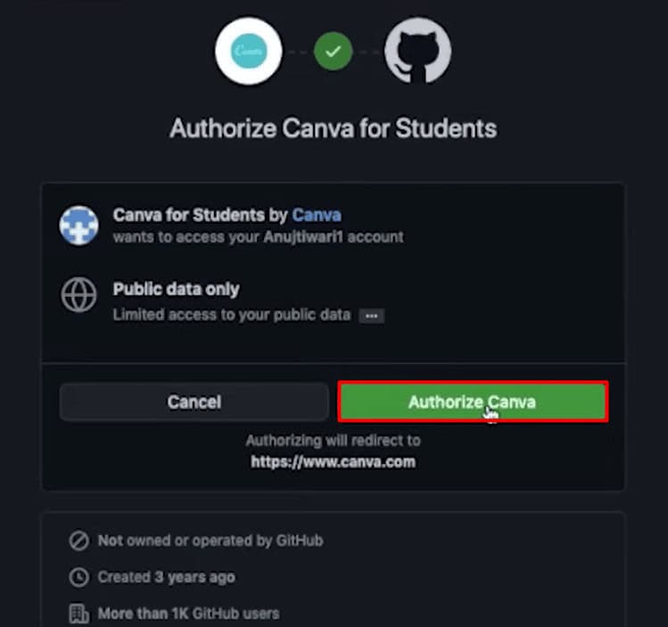 Choose Authorize Canva