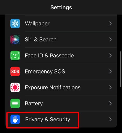 choose privacy and security | How to Fix Snapchat Filters Not Working on iPhone