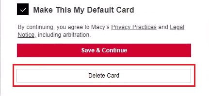 click on Delete Card