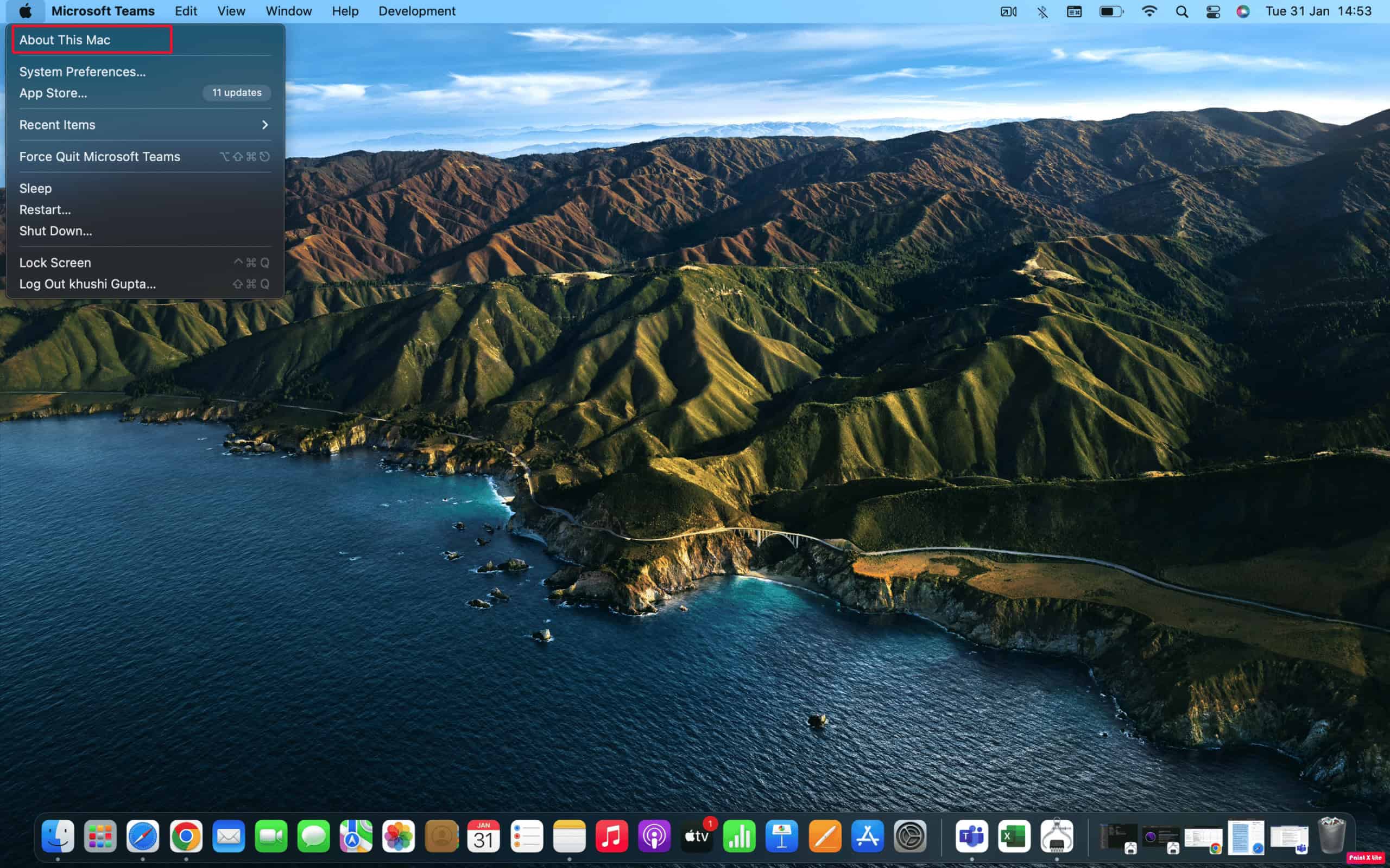 click on about this mac option