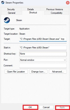 Click on Apply and OK. Fix Could Not Connect to Steam Network Error