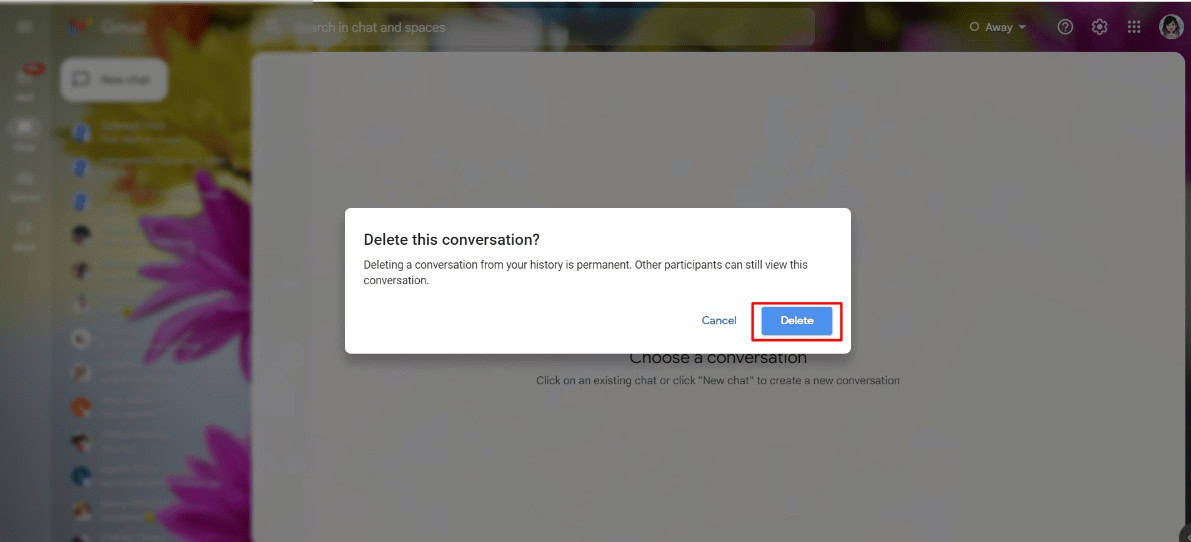 Click on Delete.