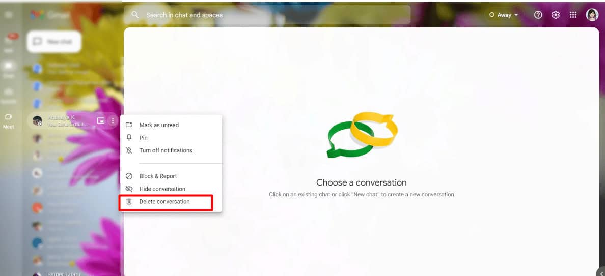 Click on Delete conversation.