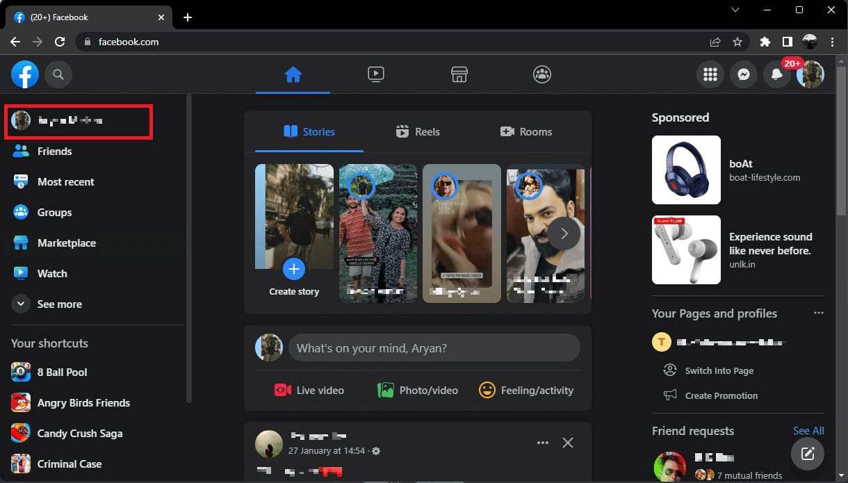 Click on Profile icon