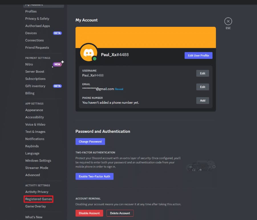 Click on Registered Games