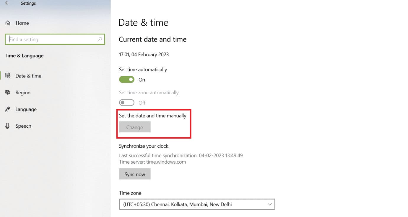 click on Set time manually and adjust the date and time as necessary. Fix 0x800b0100 defender Windows 10