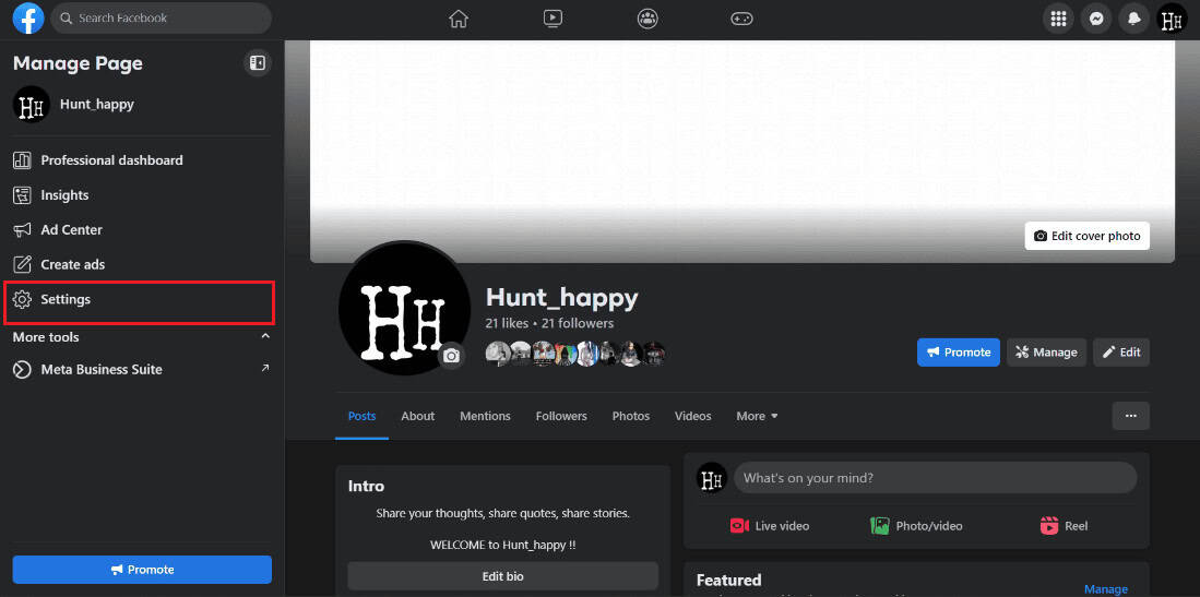Click on Settings on the left hand side