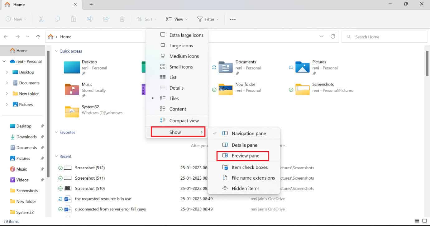 click on show and uncheck preview pane