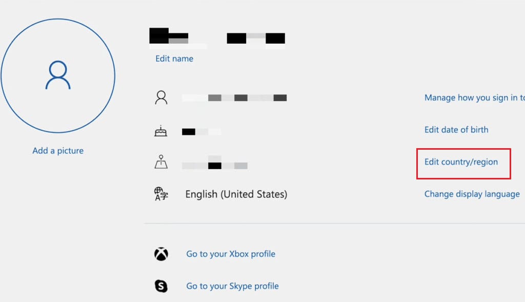 click on the&nbsp;Edit country region option | How Much is Tax on Xbox One Store
