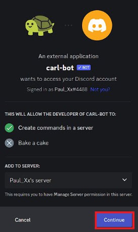 Click on the Continue button. How to Add Reaction Roles on Discord Carl Bot