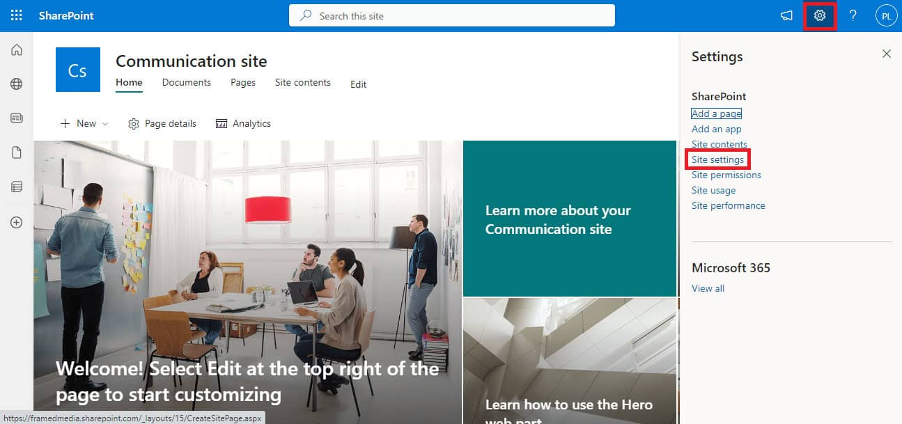 click Site settings. How to Resolve SharePoint Edit Web Part Not Allowed