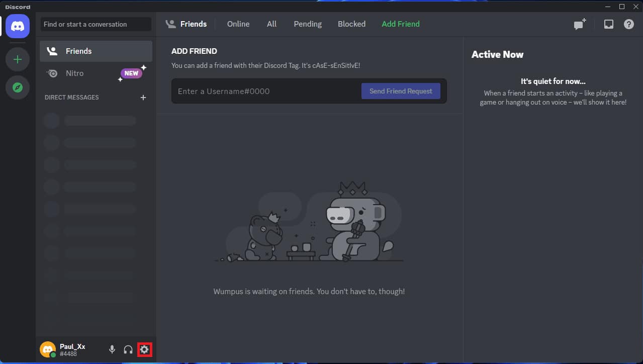 Click on the gear icon to go to the Discord settings menu. Fix Discord Search Not Working on PC