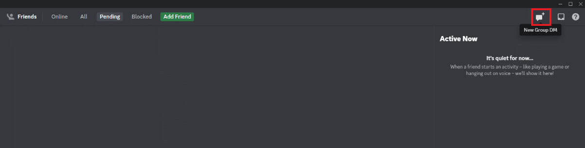Click on the New Group DM icon at the top-right corner of the screen