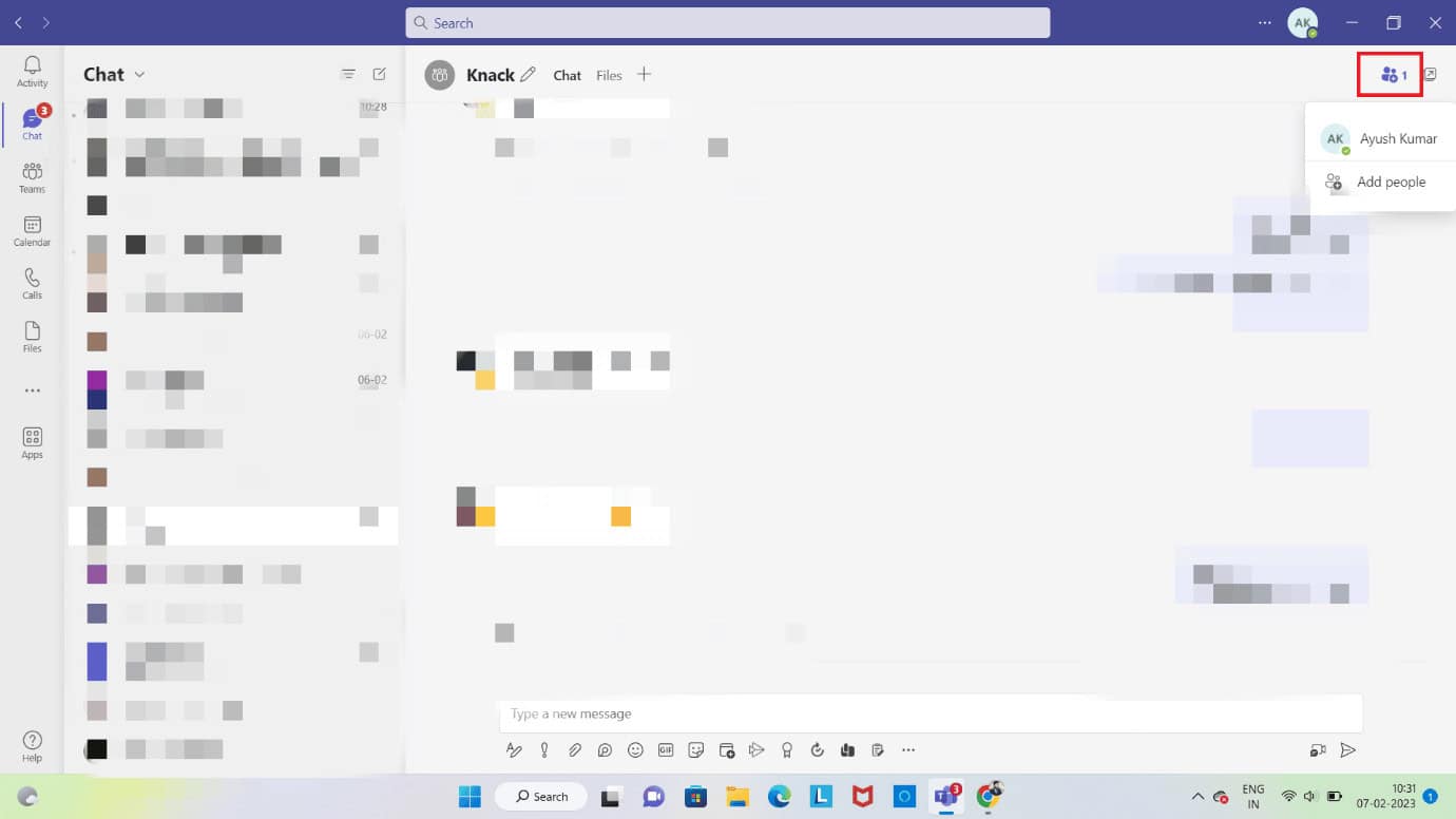 Click on the people. How to Create a Group in Teams