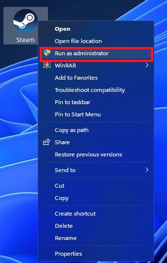 Click on the Run as administrator option