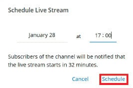 Click on the Schedule option