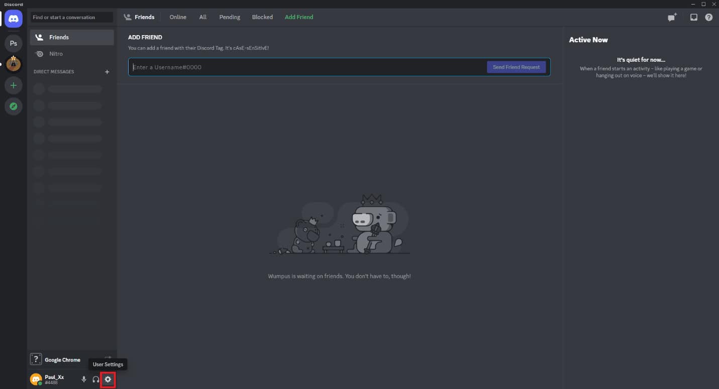 Click on the User Settings icon