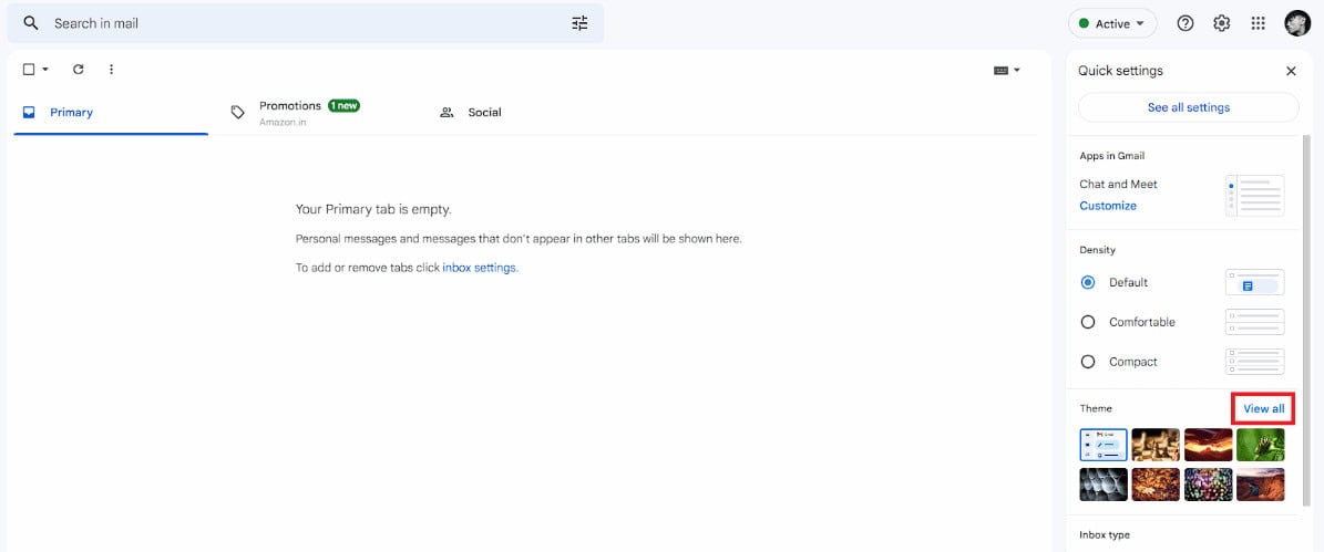 Click on the View all option next to Themes