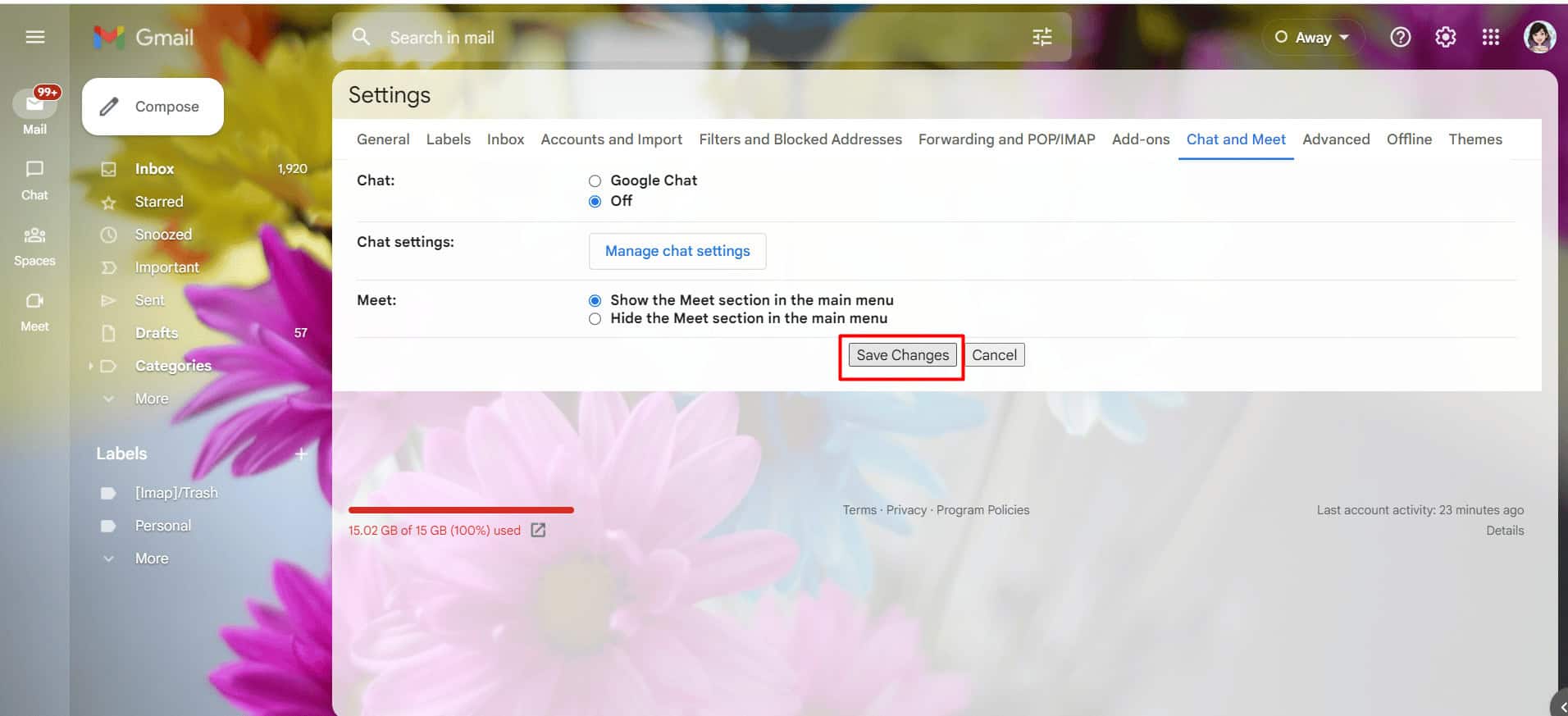 Click Save changes. | can I delete Google Chat from my phone