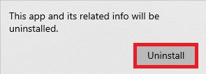 Click Uninstall again to confirm the action