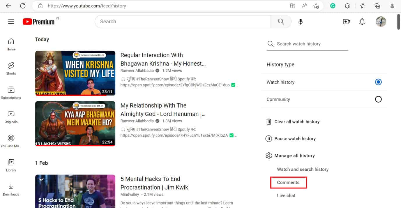 comments youtube