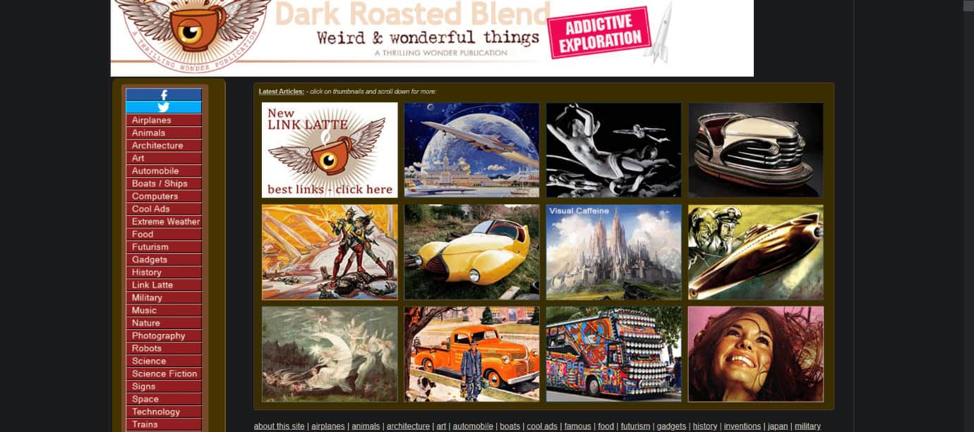 Dark Roasted Blend website home page. 19 Best StumbleUpon Alternatives