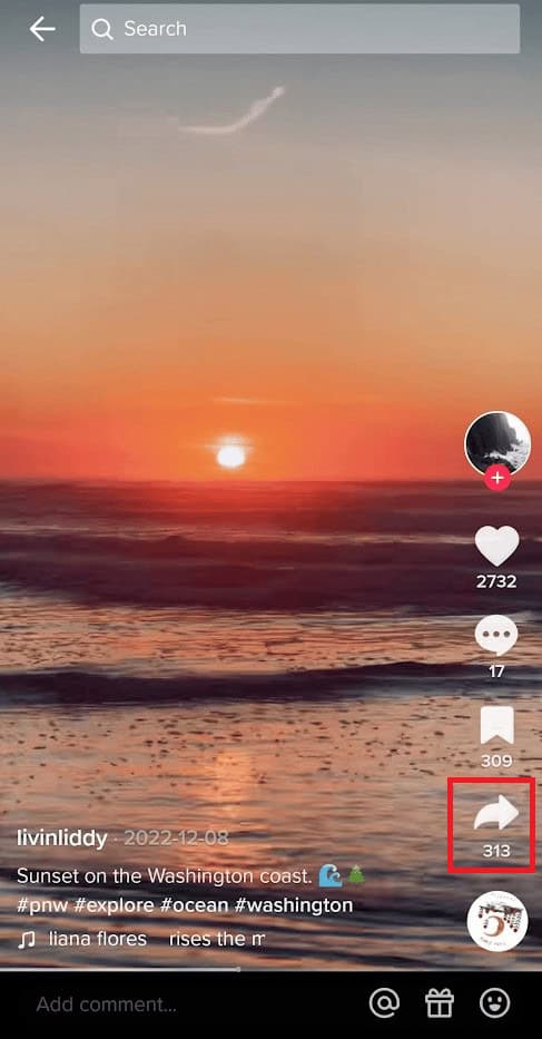 desired video - share icon