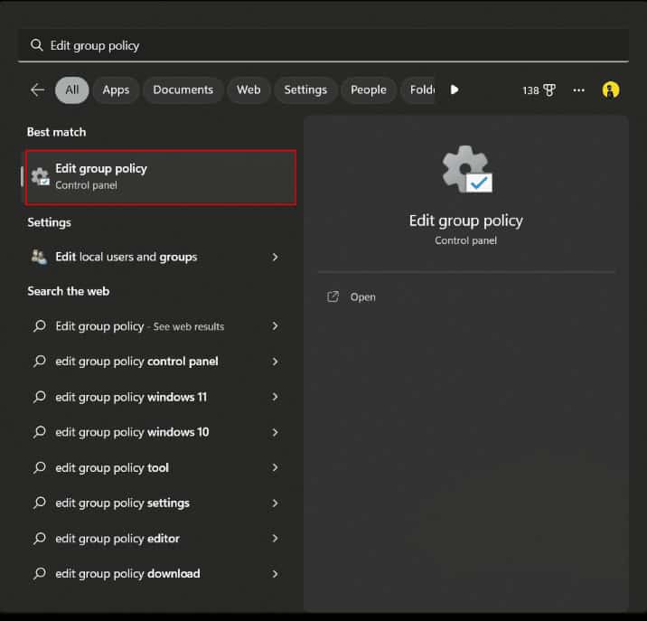 Edit group policy