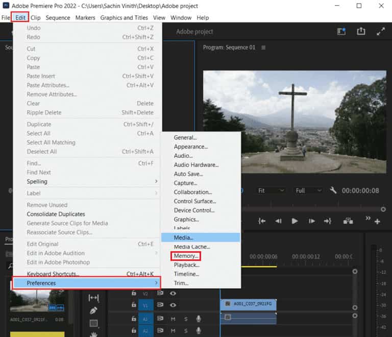 edit preferences adobe premiere pro