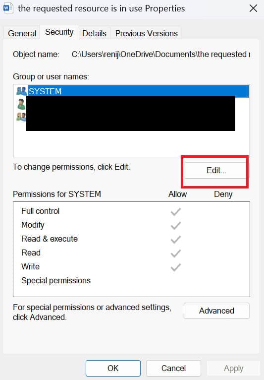 edit under properties. Fix The Requested Resource Is In Use Error