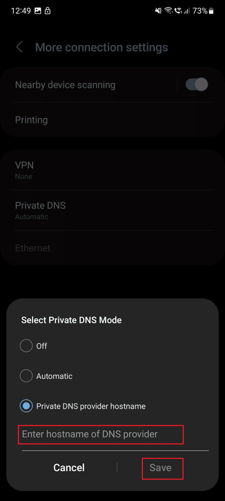 enter host name and save on s21 | How to Make Android Phone and Tablet Completely Ad Free