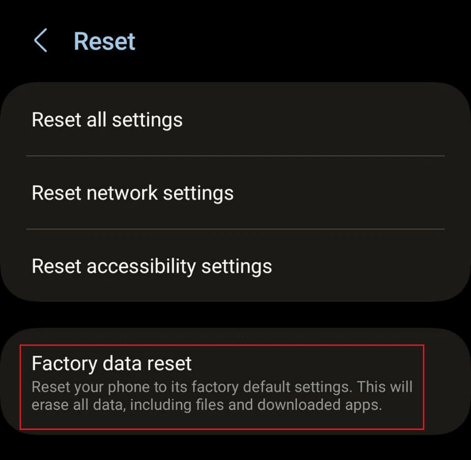 Tap on Factory data reset