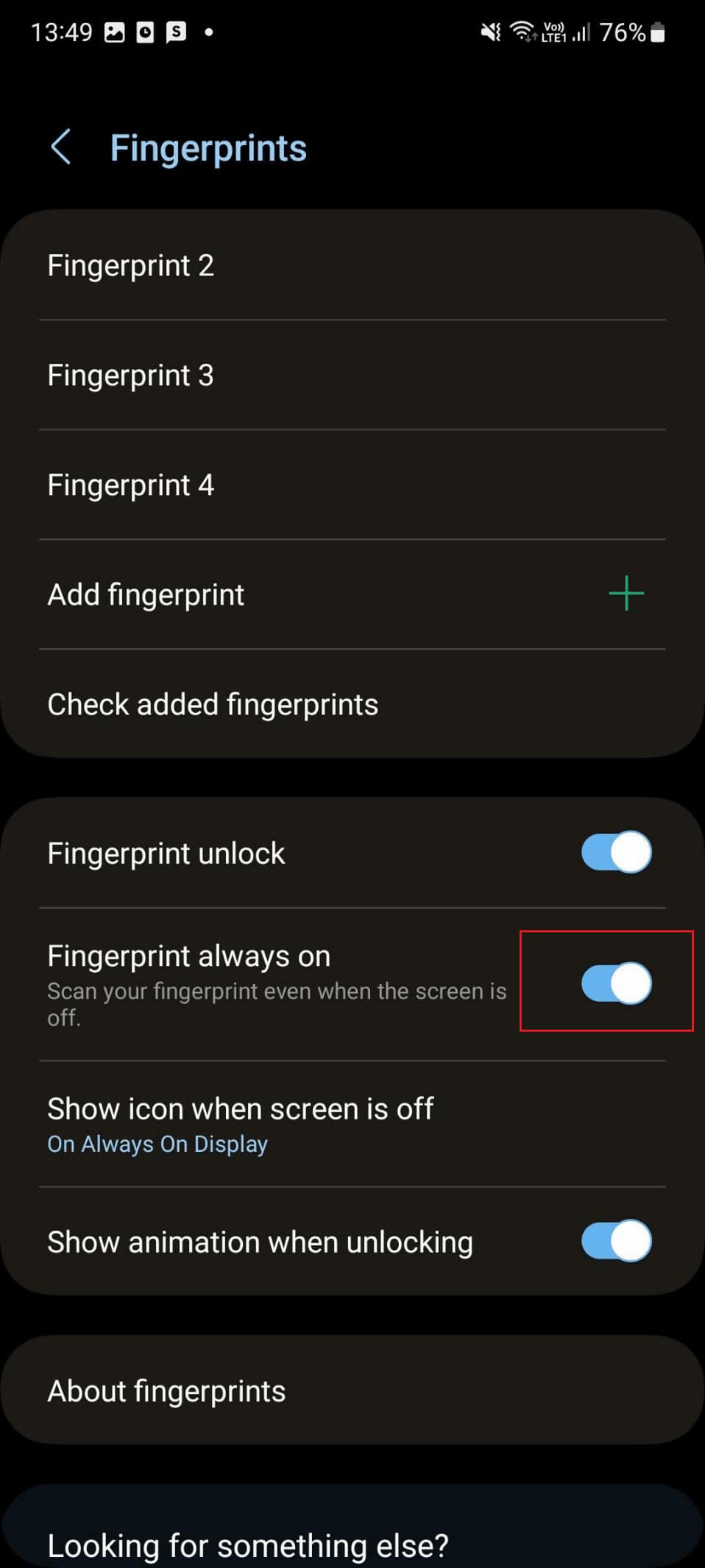 finger print always on