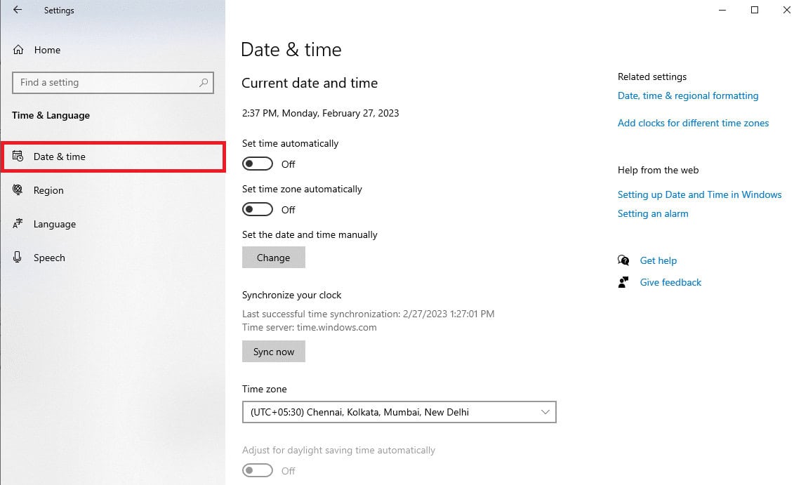 Go to Date and Time. Fix This Application Made Too Many Requests Error