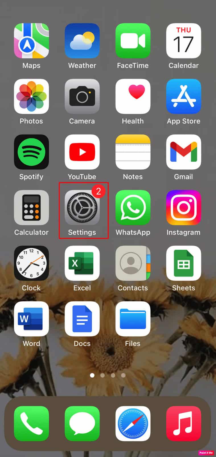 go to settings option