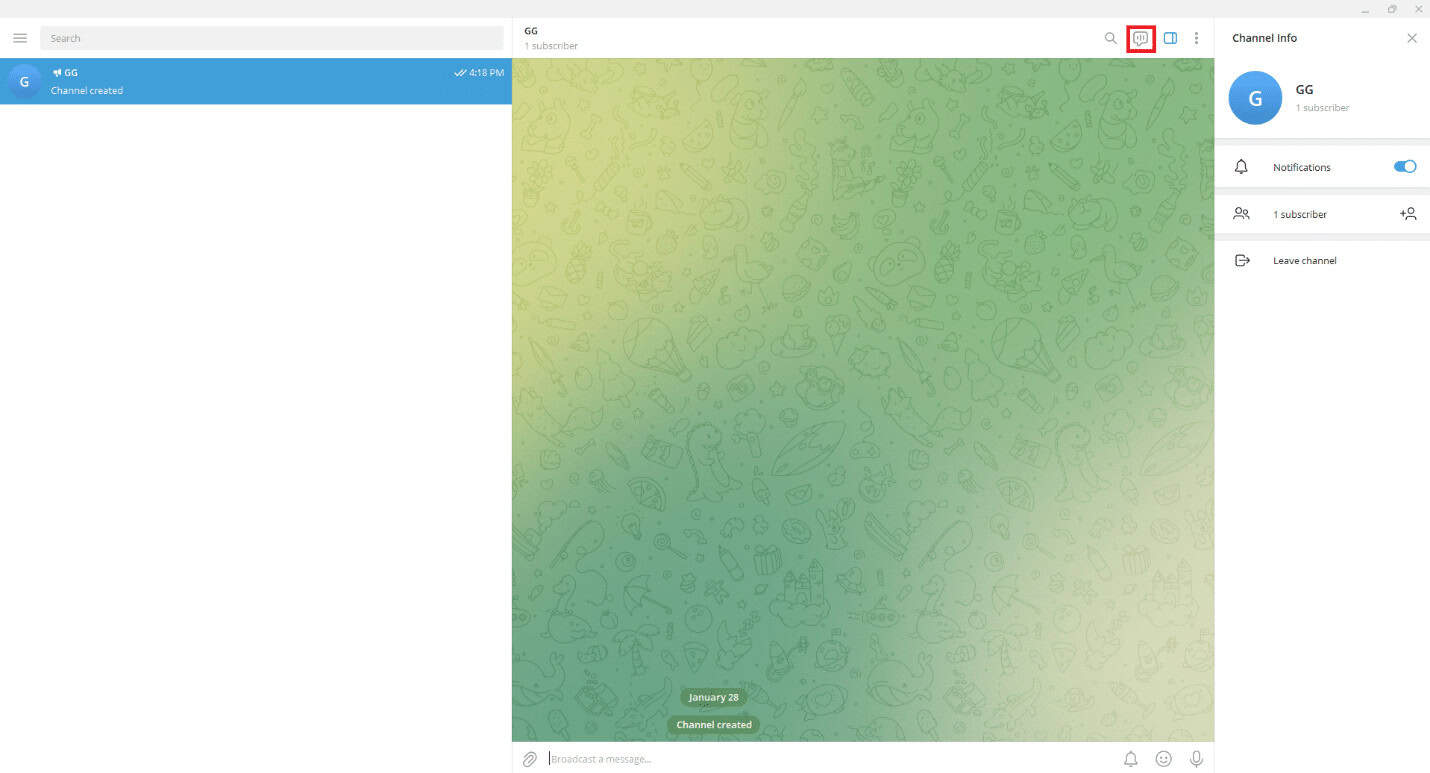 Go to the conversation header and click on the stream icon