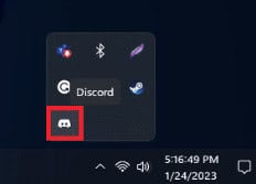 Go to the Windows taskbar and right click on the Discord icon
