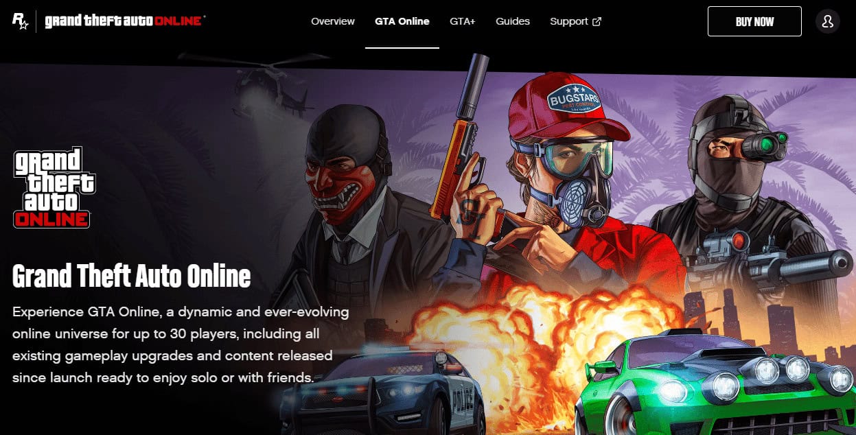 gRand theft auto online webpage 